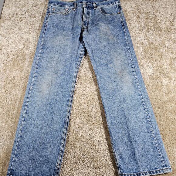 Levi's Other - Levi's 505 Mens 36x30 Blue Light Wash Regular Fit Straight Leg Modern Washed Out